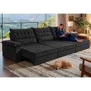 Ver mais imagens de Sofá Retrátil e Reclinável 3,90m com Molas e Espuma D33 Thunder Velusoft Preto Cama Inbox