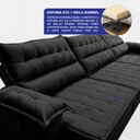 Ver imagem 4 de Sofá Retrátil e Reclinável 3,90m com Molas e Espuma D33 Thunder Velusoft Preto Cama Inbox