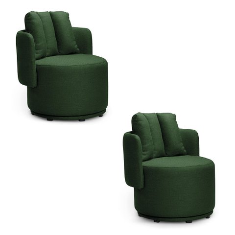 Poltrona Sala Orgânica Base Giratória Amélia Kit 2 Linho K01 - D'rossi