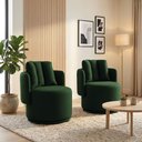 Ver imagem 3 de Poltrona Sala Orgânica Base Giratória Amélia Kit 2 Linho K01 - D'rossi