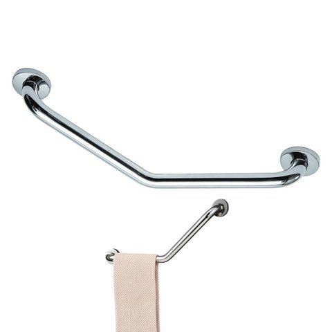 Barra Alça Apoio Angular 25x25cm Aço Inox Pcd Acesasibilidade Gestante Idoso Criança Suporte Anti Qu