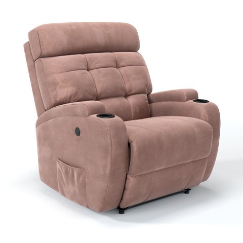 Poltrona do Papai Reclinável em Suede Cor Rosa Nude Massagem Reclinação Elétrica - Modelo Florença