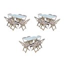 Ver imagem 1 de Kit 3 Jogos de Mesa Dobravel com 6 Cadeiras de Madeira 120x70 para Restaurante e Bar - sem Pintura