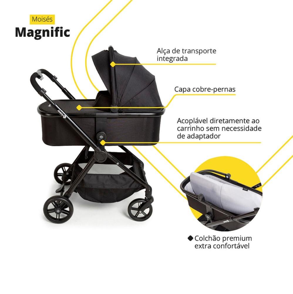 Carrinho com Bebê Conforto Travel System Magnific 5 em 1 Full Black - Safety 1st - 2