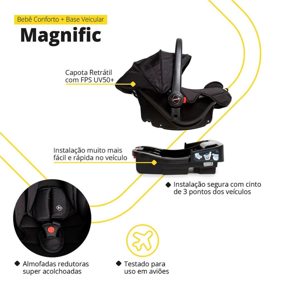 Carrinho com Bebê Conforto Travel System Magnific 5 em 1 Full Black - Safety 1st - 10