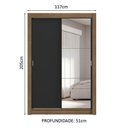 Ver mais imagens de Guarda-roupa Solteiro 2 Portas de Correr com Espelho 4 Gavetas Rustic/preto Vivare Plus Madesa