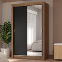 Ver imagem 1 de Guarda-roupa Solteiro 2 Portas de Correr com Espelho 4 Gavetas Rustic/preto Vivare Plus Madesa