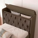 Ver imagem 7 de Bicama Solteiro Capitone 220x98 Cm com Bau e Cama Auxiliar Mdf Castanho Nogal Decmade