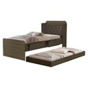 Ver imagem 1 de Bicama Solteiro Capitone 220x98 Cm com Bau e Cama Auxiliar Mdf Castanho Nogal Decmade