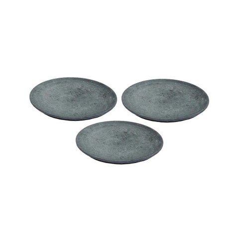Kit 3 Pratos Raso Redondo Pedra Sabão Sobremesa e Bolos 18cm