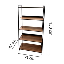 Estante Livreiro Multiuso Modelo Industrial de Ferro e Madeira para Sala e Escritório - 4