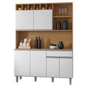 Ver imagem 1 de Kit Cozinha Compacta 6 Portas 130 Cm Alice Amendoa Branco Reajl Moveis