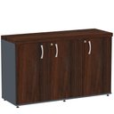 Ver imagem 1 de Armário Baixo Credenza Pe40 Pandin 121,50 Cm (largura) Mdp Cor Escarlate e Grafito com Três Portas