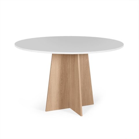 Mesa de Jantar Redonda 120cm 6 Lugares Isabela MDF Branco e Jade - Straub Web