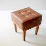 Puff Quadrado Apolo para Sala Madeira Maciça em Couro Marrom - 5
