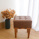 Ver imagem 6 de Puff Quadrado Apolo para Sala Madeira Maciça em Couro Marrom