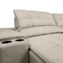 Ver imagem 4 de Sofá com Porta Copos Carregador USB Ret Rec Arizona 2,00m Velosuede - Netsofas - Bege