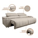 Ver imagem 6 de Sofá com Porta Copos Carregador USB Ret Rec Arizona 2,00m Velosuede - Netsofas - Bege
