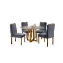 Ver imagem 1 de Conjunto Sala de Jantar Imperio 4 Lugares Mesa Redonda e Cadeiras Madeira Maciça Veludo Cinza