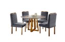 Ver imagem 1 de Conjunto Sala de Jantar Imperio 4 Lugares Mesa Redonda e Cadeiras Madeira Maciça Veludo Cinza