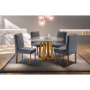 Ver imagem 4 de Conjunto Sala de Jantar Imperio 4 Lugares Mesa Redonda e Cadeiras Madeira Maciça Veludo Cinza