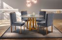 Ver imagem 4 de Conjunto Sala de Jantar Imperio 4 Lugares Mesa Redonda e Cadeiras Madeira Maciça Veludo Cinza