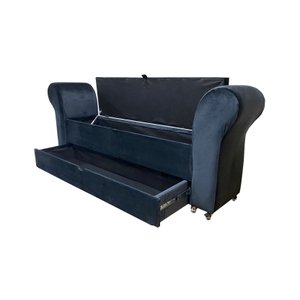 RECAMIER PUFF BAÚ SAPATEIRA COM BRAÇOS E GAVETA 1,58 CM PARA CAMA BOX QUEEN SIZE - PRETO