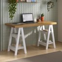 Ver imagem 1 de Mesa Retangular Paris 4 Prateleiras Olmo Branco Computador Home Office Escritório Estudo MDP