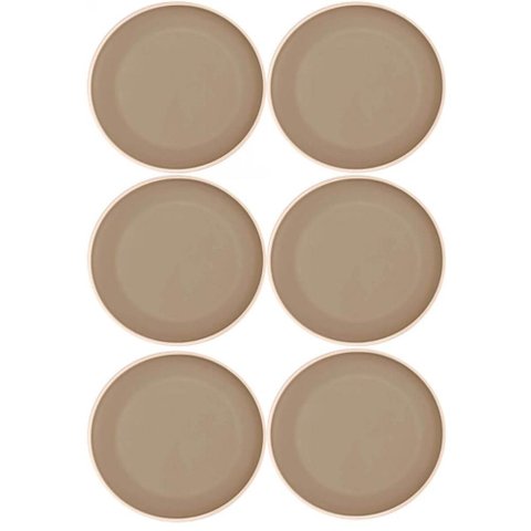 Kit 6 Pratos Raso Melamina Class Bege 27cm Wolff Cozinha Servir Mesa Posta Jantar Almoço