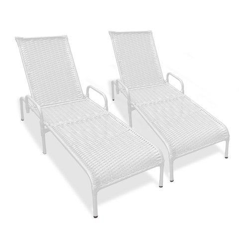 Kit 2 Espreguiçadeiras Catar para Jardim e Piscina - Branco