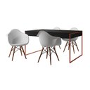Ver imagem 2 de Mesa Jantar Industrial Filadélfia Preta 137x90cm Base Cobre com 4 Poltronas Brancas Eames Eiffel Mad