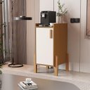 Ver imagem 1 de Armário Vertical Poseidon Slim com Porta e Pés de Madeira para Escritório Cedro/off