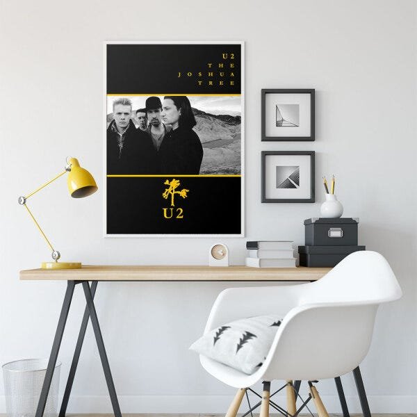Quadro Decorativo A2 U2 The Joshua Tree Album Cover Capa Rock Moldura Branca Decoração QB42x60-23 - 3