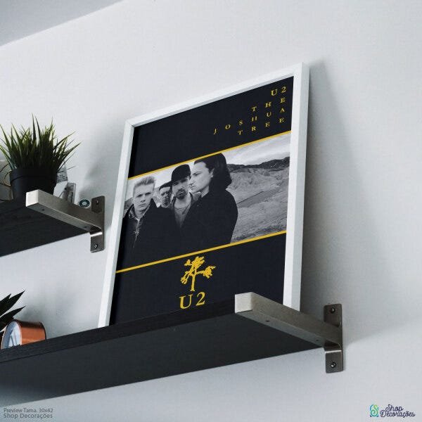 Quadro Decorativo A2 U2 The Joshua Tree Album Cover Capa Rock Moldura Branca Decoração QB42x60-23 - 4