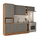 Ver imagem 3 de Cozinha Compacta 6 Peças Milla Flex Armário e Balcão Nogal e Cinza Carraro