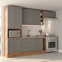 Ver imagem 1 de Cozinha Compacta 6 Peças Milla Flex Armário e Balcão Nogal e Cinza Carraro