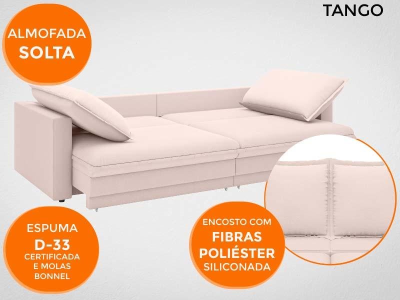 Sofá Tango 2,60M Sem Caixa, Retrátil e Reclinável Velosuede Areia - Netsofás - 4