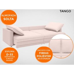 Sofá Tango 2,60M Sem Caixa, Retrátil e Reclinável Velosuede Areia - Netsofás - 4