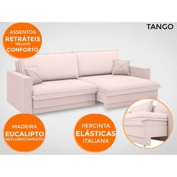 Sofá Tango 2,60M Sem Caixa, Retrátil e Reclinável Velosuede Areia - Netsofás - 5