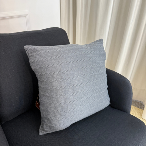 Capa para Almofada 45 X 45cm Flor de Liz Grafite Azul