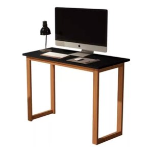 Mesa de Estudo com Pes de Madeira Compacta 90cm:preta
