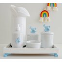 Ver imagem 1 de Kit Higiene Bebe Porcelana Termica Gel Potes Apliques Azuis - Cavalo - Azul