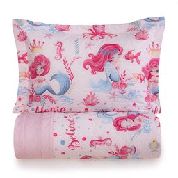 Cobre Leito com 2 Porta Travesseiros Casal Karsten 180 Fios Percal 100% Algodão Magia do Mar - 3