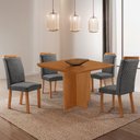 Ver imagem 4 de Mesa de Jantar Olimpia 90cm Tampo MDF Laminado Canto Copo com 4 Cadeiras Aline