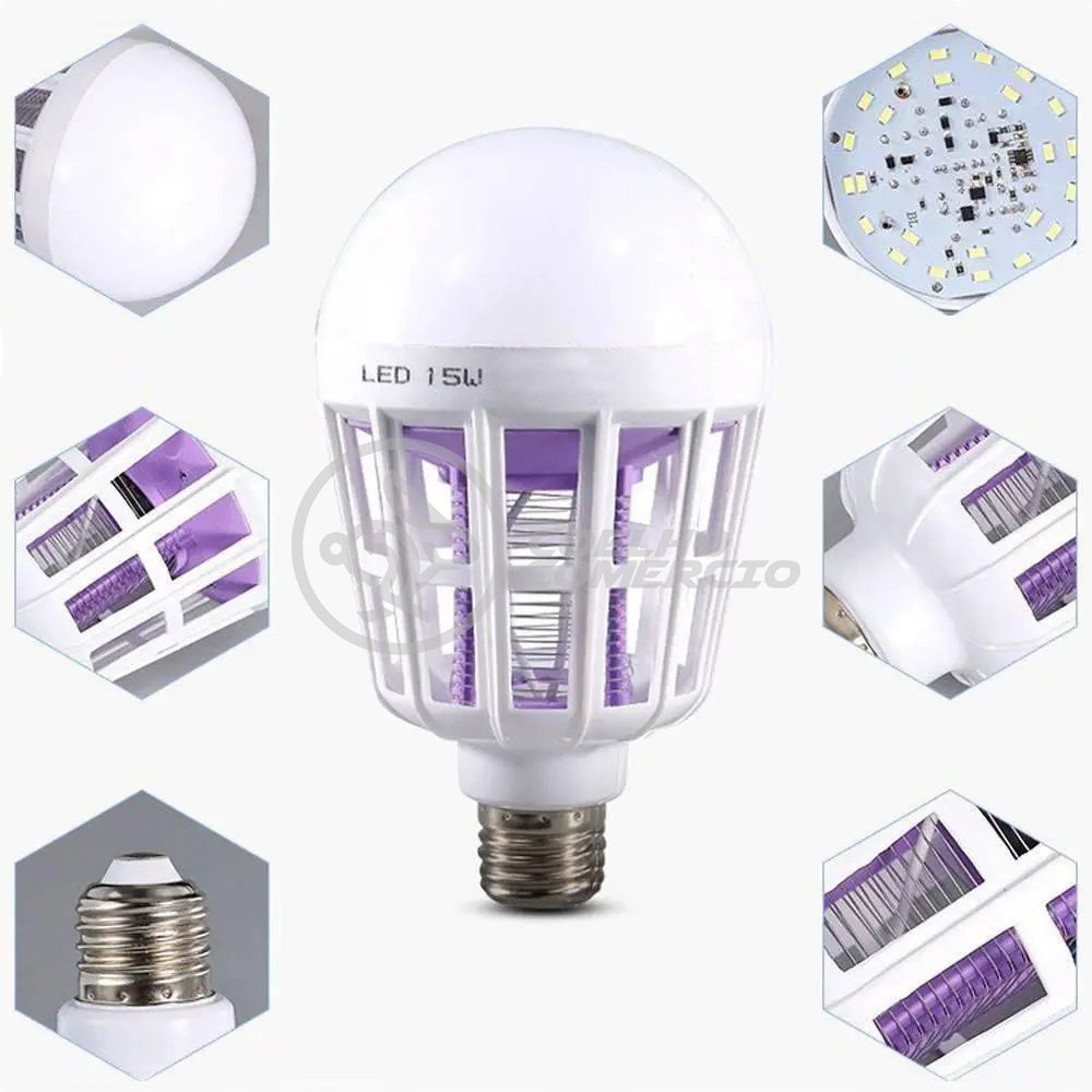 Lâmpada Luz LED Branco 15w Atrai Choque Mosquito Insetos Pernilongo Moscas