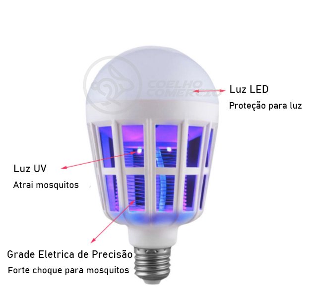 Lâmpada Luz LED Branco 15w Atrai Choque Mosquito Insetos Pernilongo Moscas - 13