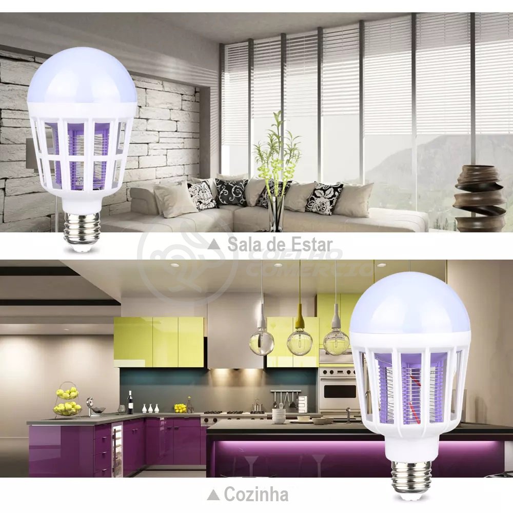 Lâmpada Luz LED Branco 15w Atrai Choque Mosquito Insetos Pernilongo Moscas - 10