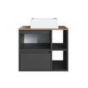 Ver imagem 5 de Gabinete de Banheiro Suspenso 60cm com 2 Nichos 1 Porta Basculante e 1 Gaveta com Cuba BH8005 Preto/Mel/Grafite