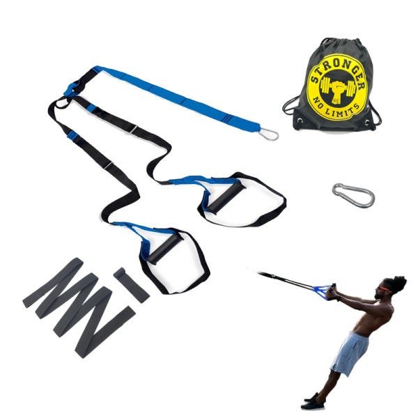 Fita De Treinamento Suspenso Kit Para Treino Funcional Suspensão Pilates Trx - Azul - 1