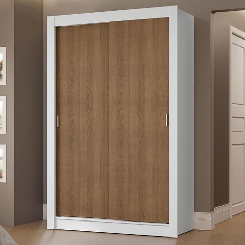 Guarda-roupa Solteiro 2 Portas de Correr 2 Gavetas Branco/rustic Vivare Madesa